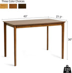 Hokway Small Dining Table, 43 Inch Rectangular Solid Wood Kitchen Table for Small Space, Easy Assembly, Dining Room Table for Home, Apartment, Office, Walnut