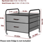 EazeHome Mini Fridge Stand, Fridge Stand with Storage, 2 Drawer Fridge Cart, Organizer Unit for Mini Fridge, Fridge Stand with Metal Frame and Fabric Drawers, Mini Fridge Table with 4 Swivel Wheels