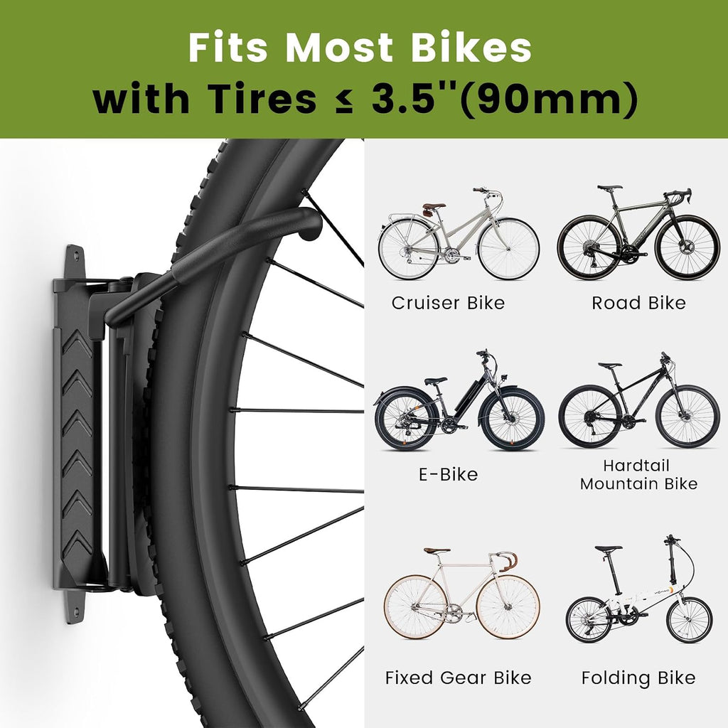 Housolution Swivel Bike Wall Mount [2 Pack], 150° Swivel Vertical Bike Rack Wall Hanger Holds up to 66lbs for Mountain/Road/Hybrid Bikes, Bike Hangers, Bicycle Storage Rack for Garage