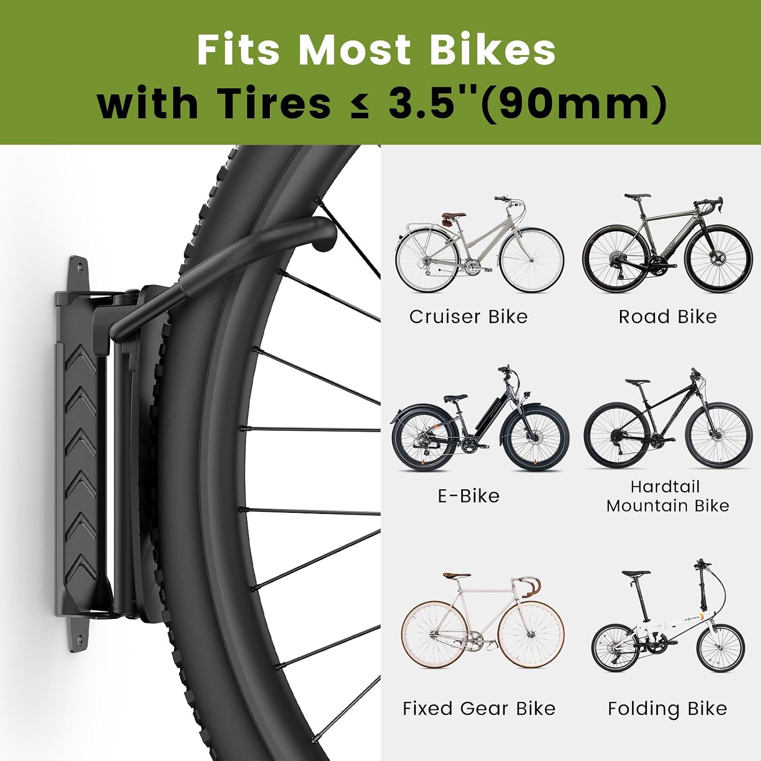 Housolution Swivel Bike Wall Mount [2 Pack], 150° Swivel Vertical Bike Rack Wall Hanger Holds up to 66lbs for Mountain/Road/Hybrid Bikes, Bike Hangers, Bicycle Storage Rack for Garage