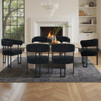SIMTONAL Boucle Dining Chairs Set of 4-Black Accent Chairs with Arms, Soft Teddy Fleece Upholstered Armchairs for Kitchen Dining Living Room