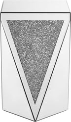 Mirrored End Table Modern Inverted Triangular Side Table with Crystal Design Decorative Glass Accent Small Coffee Table Bedside Table for Home Decoration Crystal Diamond Bed Night Stand