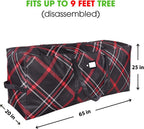 Christmas Heavy Duty Tree Storage Bag | Fits Up to 9 Ft. Tall Disassembled Xmas Tree | 25" X 20" X 65" | Durable 600D Oxford Material | Heavy Duty Holiday Storage Container (Plaid, 9ft)