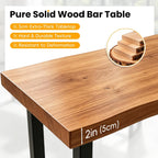 Live Edge Bar Table,Long Counter Height Dining Table,Solid Wood Pub Table,2 in Thick Live Edge Top for Kitchen,Dining Room, Coffee Shop,or Small Space(Stool not Included)