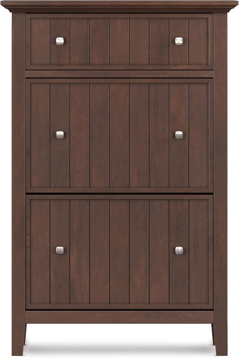 SIMPLIHOME Acadian Solid Wood 36 inch Wide Small Storage Bench and 31.5 inch Wide Shoe Storage Cabinet in Brunette Brown for the Living Room, Entryway, and Family Room, Transitional Style