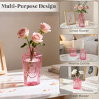 12 Pack Bud Vase in Bulk - BEAHOT Pink Flower Vases for Wedding Decorations, Glass Vase for Table Decorations, Small Vase for Home, Mother's Day, Centerpieces, Party, Office (Pink)