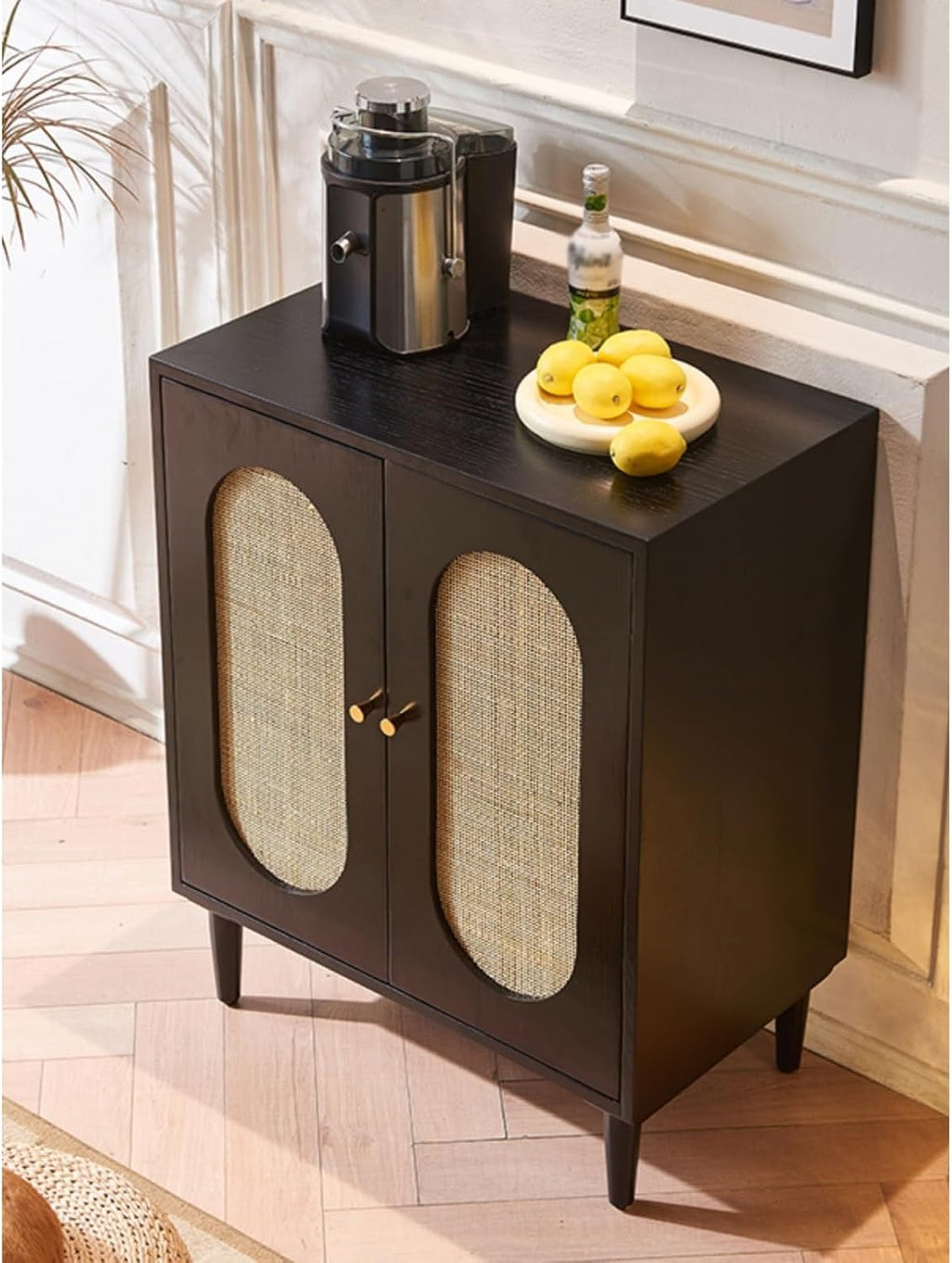 Entryway Cabinet Wooden Storage Cabinet Modern Sideboard Rattan Dining Sideboard Living Room Small Entrance Tea Cabinet Sideboard Storage Cabinet