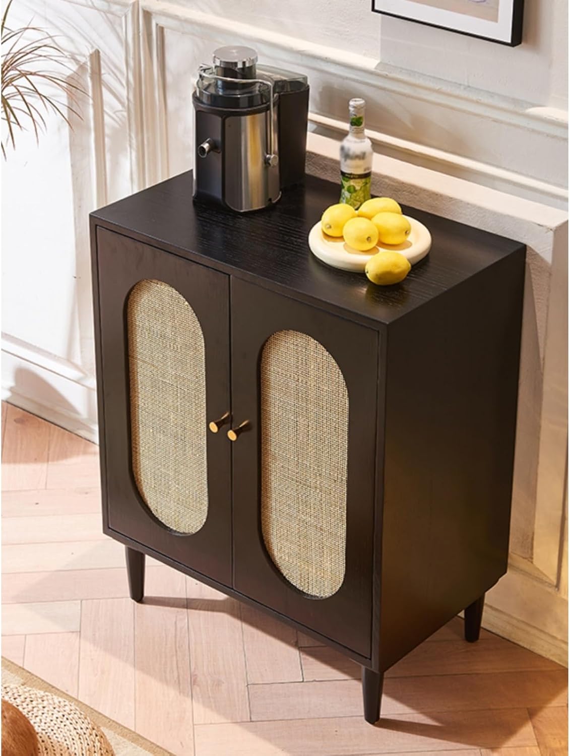 Entryway Cabinet Wooden Storage Cabinet Modern Sideboard Rattan Dining Sideboard Living Room Small Entrance Tea Cabinet Sideboard Storage Cabinet