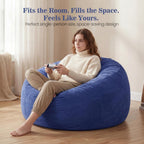 ACH Bean Bag Chair for Adults and Teens - 3ft Memory Foam Floor Chair, Perfect for Dorms, Gaming & Relaxing, Machine Washable Velvet Cover (Blue-Medium)