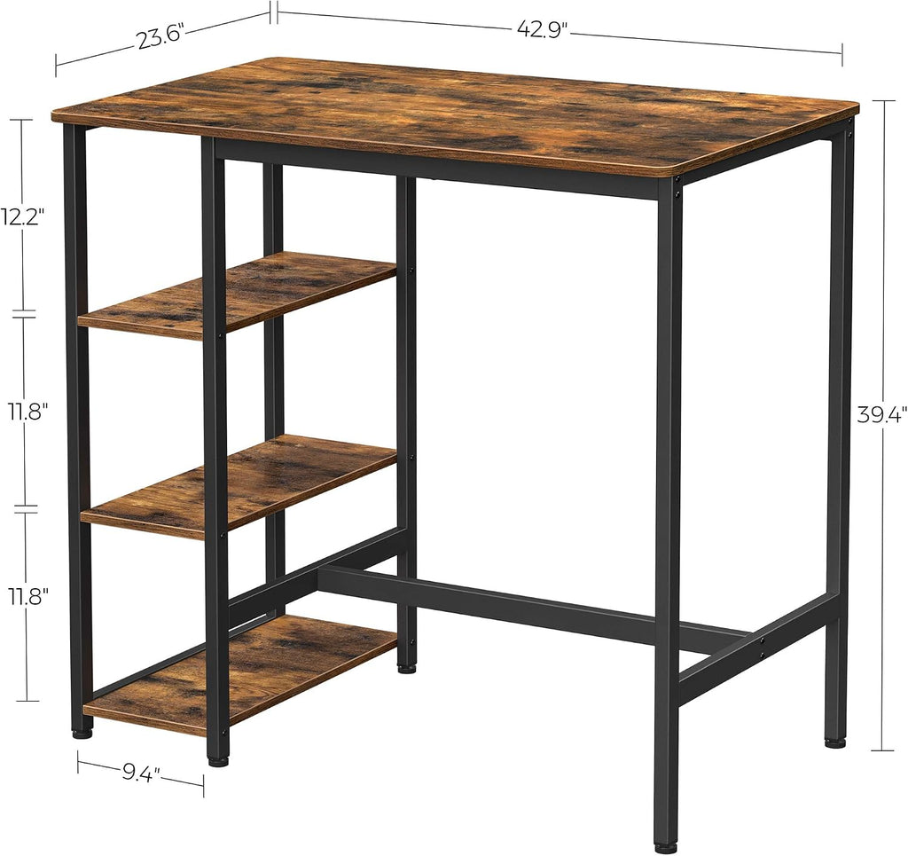 VASAGLE Bar Table with Sturdy Metal Frame, Easy Assembly, Industrial Design & Bar Stools, Set of 2 Bar Chairs, Kitchen Breakfast Bar Stools