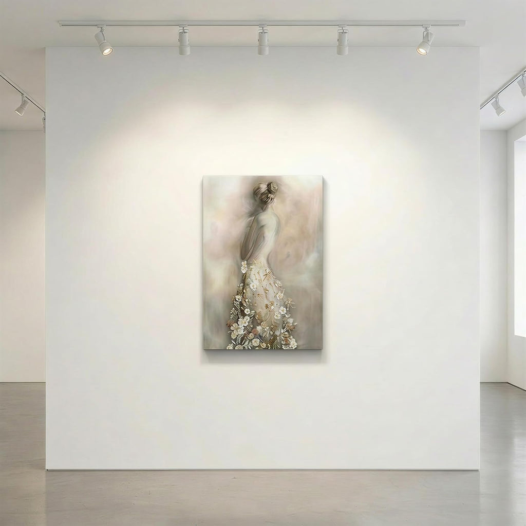 IUI Modern Floral Woman Canvas Wall Art, Elegant Botanical Portrait Prints, Romantic Feminine Artwork Decor for Bedroom, Living Room, Vanity - 24" x 36"