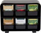 Mind Reader Tea Bag Organizer, Tea Station Organizer, Countertop Storage, Kitchen, Plastic, 10.25"L x 3.25"W x 7.75"H, Black