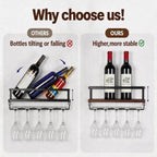 B4Life Wine Glass Holder Wall Mounted, Hanging Wine Glass Rack for Wine Bottles, Bar Shelf Wall Mounted with Stemware Hanger, Bar Glass Holder for Dining Room Home Kitchen
