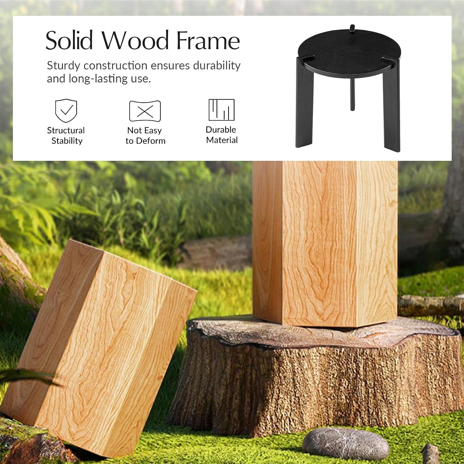 HULALA HOME Round End Table, Wood Fluted Side Table, Modern Accent Table for Living Room, Apartment, Office, Easy Assembly, Black