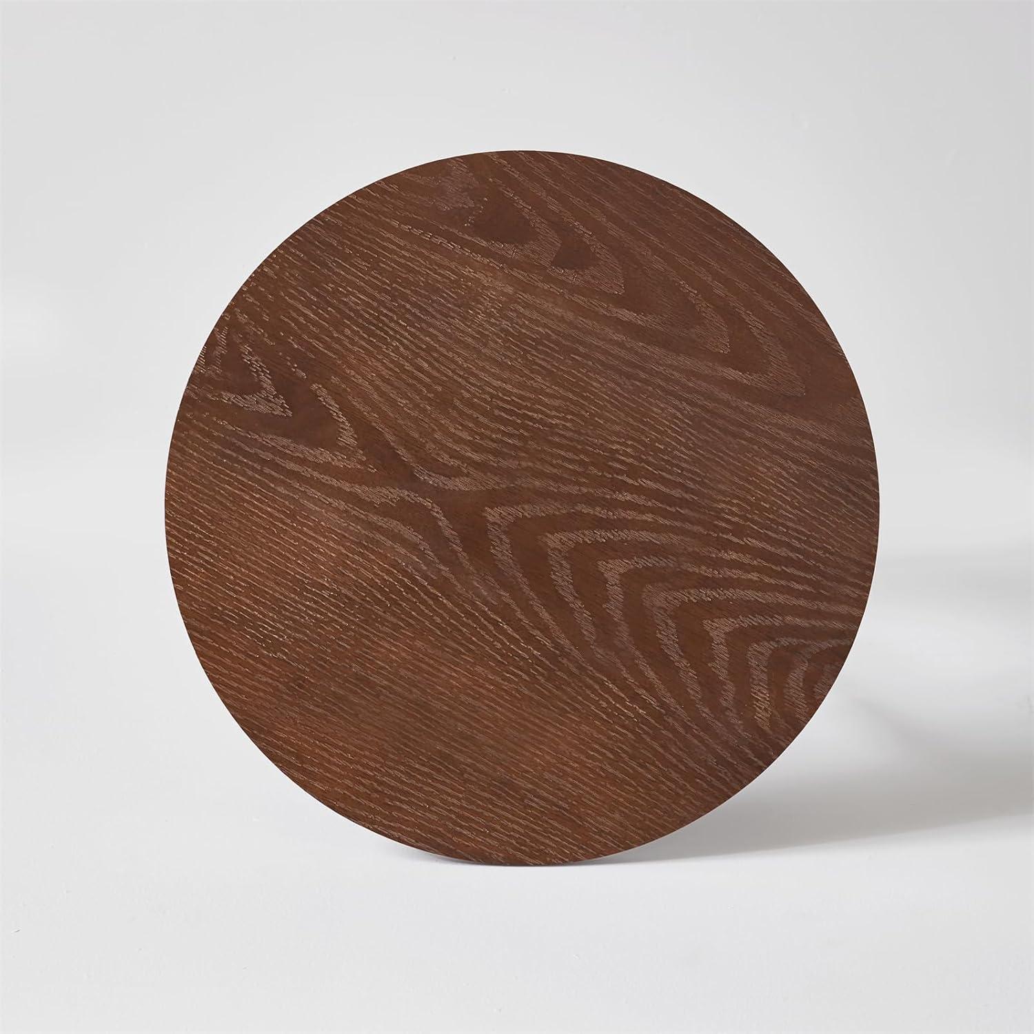 Mid-Century Modern Round Solid Wood Side Table for Living Room Bedroom, Walnut Round End Table Bedside Night Stand with Geometric Base, Wood Accent Table for Small Space, 20''Lx20''Wx20''H
