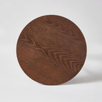 20'' Mid-Century Round Solid Wood Side Table for Living Room or Bedroom, Round End Table Bedside Night Stand with Geometric Base, Wood Accent Table for Small Space, Walnut Finish, 20in Tall