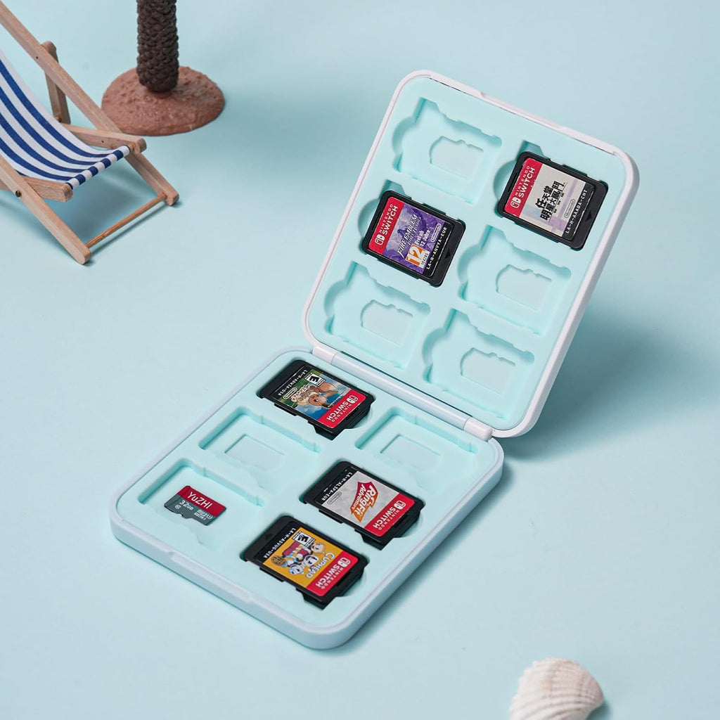 GeekShare Switch Game Card Case Compatible with Switch 2 (2025), Portable Game Holder Cartridge Case for NS 2, Card Storage Shell with 12 Game Card Slots - Shark Party