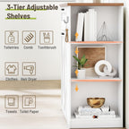 Laundry Hamper Cabinet, Double Laundry Cabinet with Two 11 Gallon Baskets and Drawer, Pull-Out Storage Unit with Adjustable Shelves, Hooks, for Bathroom, Living Room, Kitchen, White and Walnut