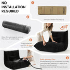 Bean Bag Chair with Pillow, Giant Flannal Memory Foam beanbags Lazy Sofa for Audlts Fireside Chair Armless Chair for Living Room Bedroom Dorm Office (Black, Single Sofa)