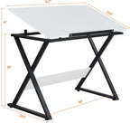 Yaheetech Drafting Table for Artists Art Desk Drawing Painting Studying Table w/Tilted Tabletop Art Craft Work Station for Adults Home Office School Use