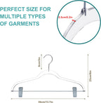 Quality Clear Kids Pants Hangers with Clips 100 Pack | Heavy Duty Skirt Hangers with Swivel Hook and Notches | Space Saving Kids Clip Hangers for Pants | 13.7 Inch (Clear, Silver Hook, 100 Pack)