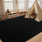 qulint Black Rug for Living Room, 8x10 Washable Rug for Bedroom with Thickened Memory-Foam, Modern Minimalist Large Carpet Solid Comfy Non Slip Carpet for College Dorm Dining Room Classroom Home Decor