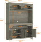 70.9" H Kitchen Pantry Storage Cabinet with Microwave Stand, Shelves & Doors, Farmhouse Tall Cupboard Console Table with Adjustable Shelves & Vintage Handles for Living Dining Room
