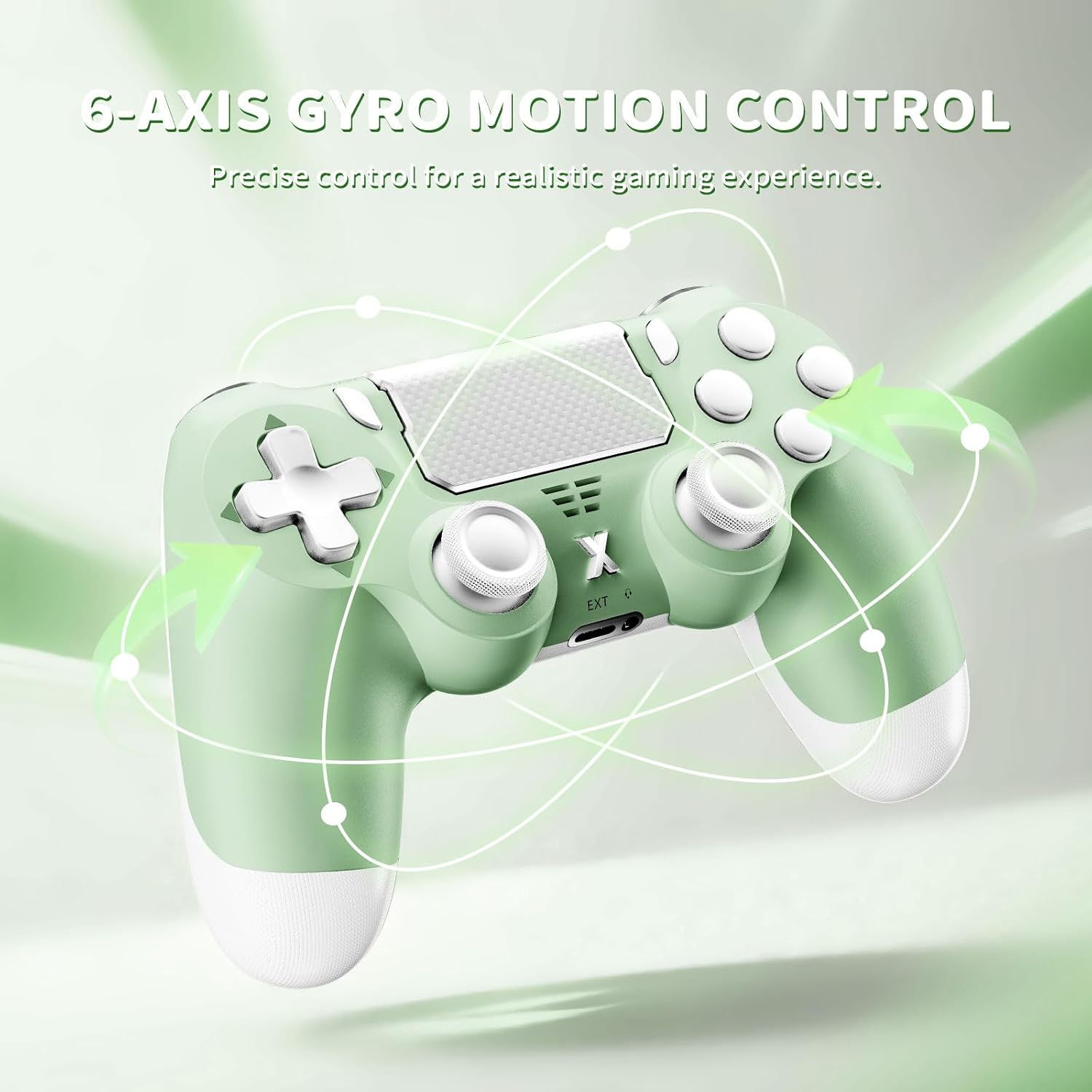 Puiseno Wireless Controller for PS-4, Dual Vibration Game Joystick/Motion Sensing/Touchpad/Speaker/3.5mm Audio Jack Headphone, Upgraded Six-Axis Sensor, Compatible with PS4/Slim/Pro Console/PC (green)