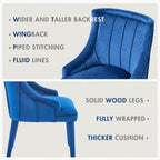 Hyfirm Dining Chairs Set of 2 – High-Back Upholstered Kitchen Chairs with Plush Fabric & Solid Wood Legs, Fully Wrapped Design in Navy Blue