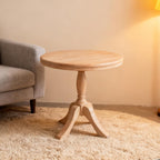 23.6'' Round Wooden End Table, Wooden Pedestal Side Coffee Tables, for Living Room, Bedroom, Entryway, Equipped with Two Stands, Available in Two Heights: 24.4'' and 28.4'', Natual