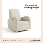 Storkcraft Santa Monica Power Recliner Swivel Glider (Dune Basketweave) – Effortless Electronic Power Recline, USB-A & USB-C Charger