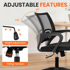 NEO CHAIR Office Desk Computer Chair Ergonomic Mesh Gaming Cushion Seat with Comfy Lumbar Mid Back Support Adjustable Height Swivel Rolling Wheels for Home Task (Mesh Black)