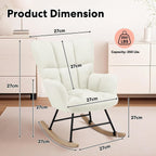 HealSmart Nursery Rocking Chair Teddy - Upholstered Comfy Glider Rocker with High Back Armchair, Cozy Reading Recliner Fluffy Comfortable Chair for Bedroom, Baby Room, Living Room and Study, Beige