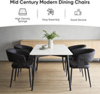 Atoll Modern Accent Dining Chairs Set of 2 with Upholstered PU Leather Seat & Curved Back, Metal Legs, Mid-Century Kitchen Chair for Dining Room, Living Room or Office (2, Black)