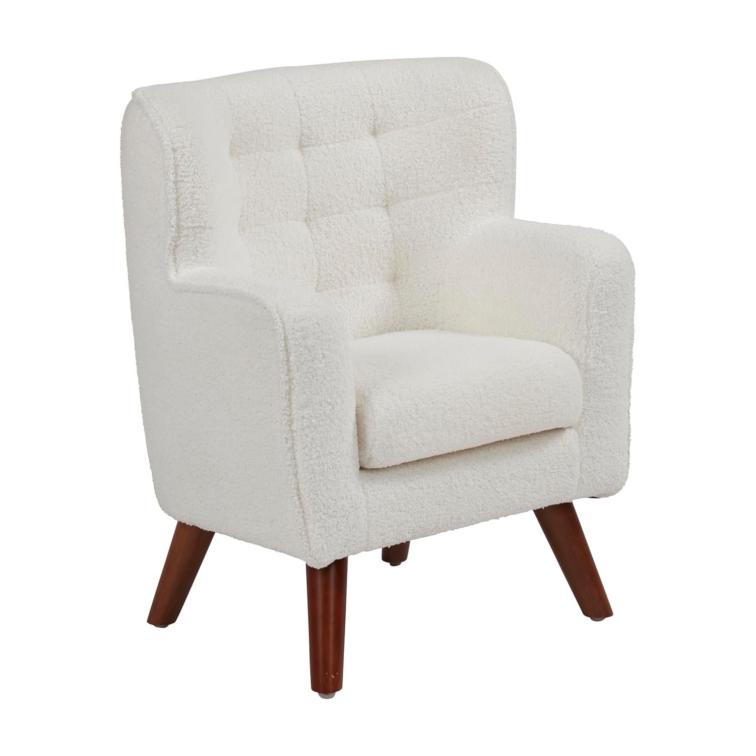 ECR4Kids Mila Sherpa Toddler Arm Chair with Removable Wooden Legs, Kids Furniture, White