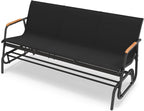 YITAHOME 3-Person Glider Bench 660Lbs Capacity, Outdoor Glider Bench w/Coated Steel Frame & Breathable Textilene for Longer Seating Comfort, All Weather Outdoor Bench for Backyard Deck Garden, Black