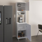 21.4" D*19.7" W*78.7" H Corner Kitchen Pantry with 3 Shelves, 2 Single Doors, Sliver Legs, Rectangular Storage Cabinet, Modern Minimalist, for Living Room, Dining Room, White