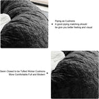 HDMLDP Bean Bag Chair Cover for Adults Kids Comfy Fluffy Giant Round Beanbag Cover Floor Chair Cover for Stuffed Animals Storage, 7FT, Black