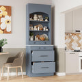 Bellemave 83.7" Tall KitchenPantry,Kitchen Pantry Storage Cabinets with Adjustable Shelf and 5 Storage Drawers, Kitchen Pantry with Faux Marble Top for Kitchen, Dining Room, Living Room.(Gray)