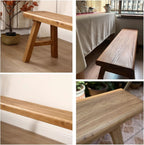 Farmhouse Solid Wooden Narrow Bench Natural Rustic Kitchen Dining Table Skinny Entryway Shoe Benches 47.2/62.9/70.8/78.8 In End of Bed Bench Dining Bench Shoe Bench For Hallway(59x10.2x17.7in)