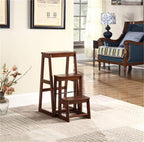 Step Stool Solid Wood Step Stool with 3 Steps | Lightweight & Foldable Multipurpose Ladder Shelf - Capacity 150kg