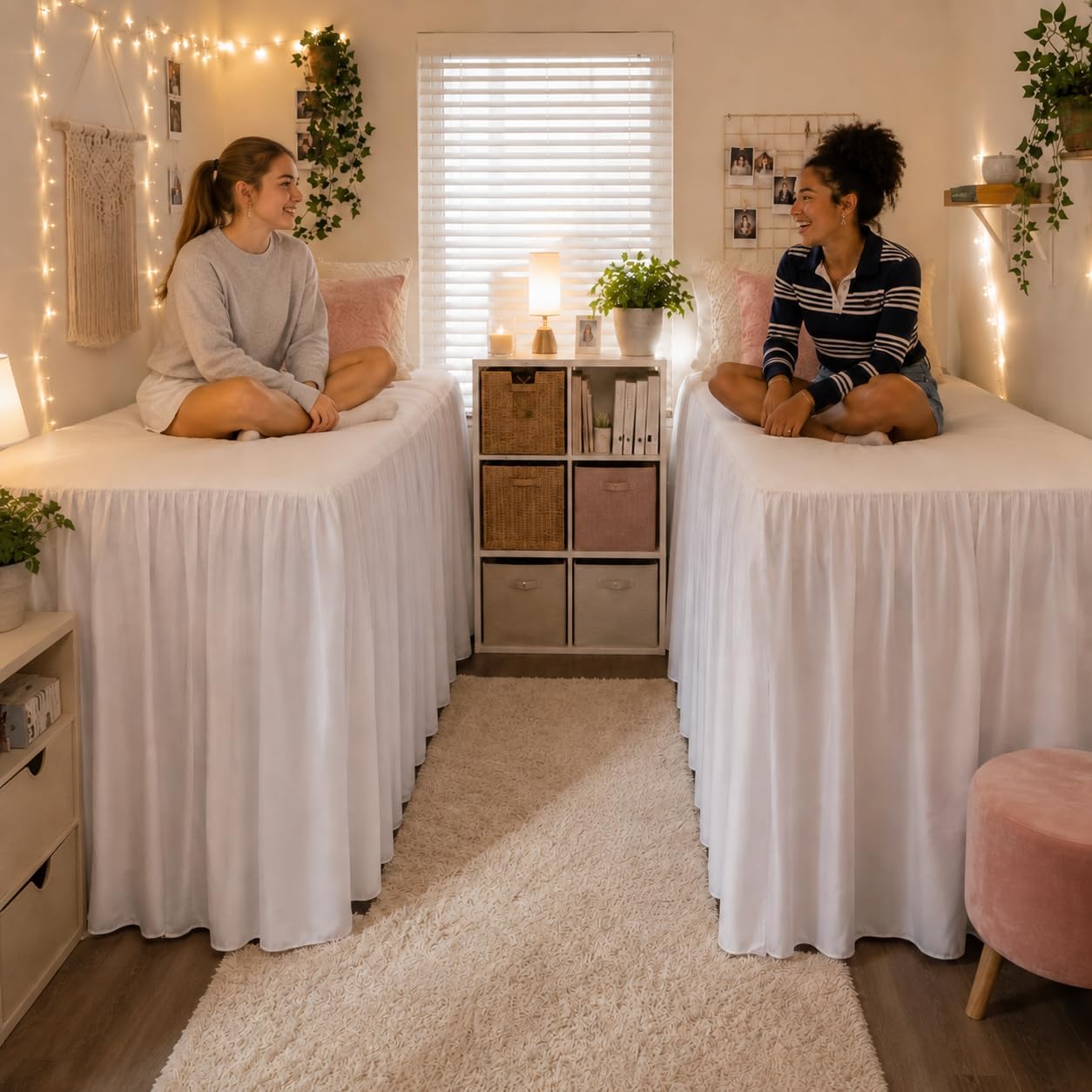 36'' Twin XL Dorm Bed Skirt, 3-Sided | Dust Ruffle With Platform Design, Long Drop, Wrinkle Resistant and Machine Washable, Hides Underbed Storage
