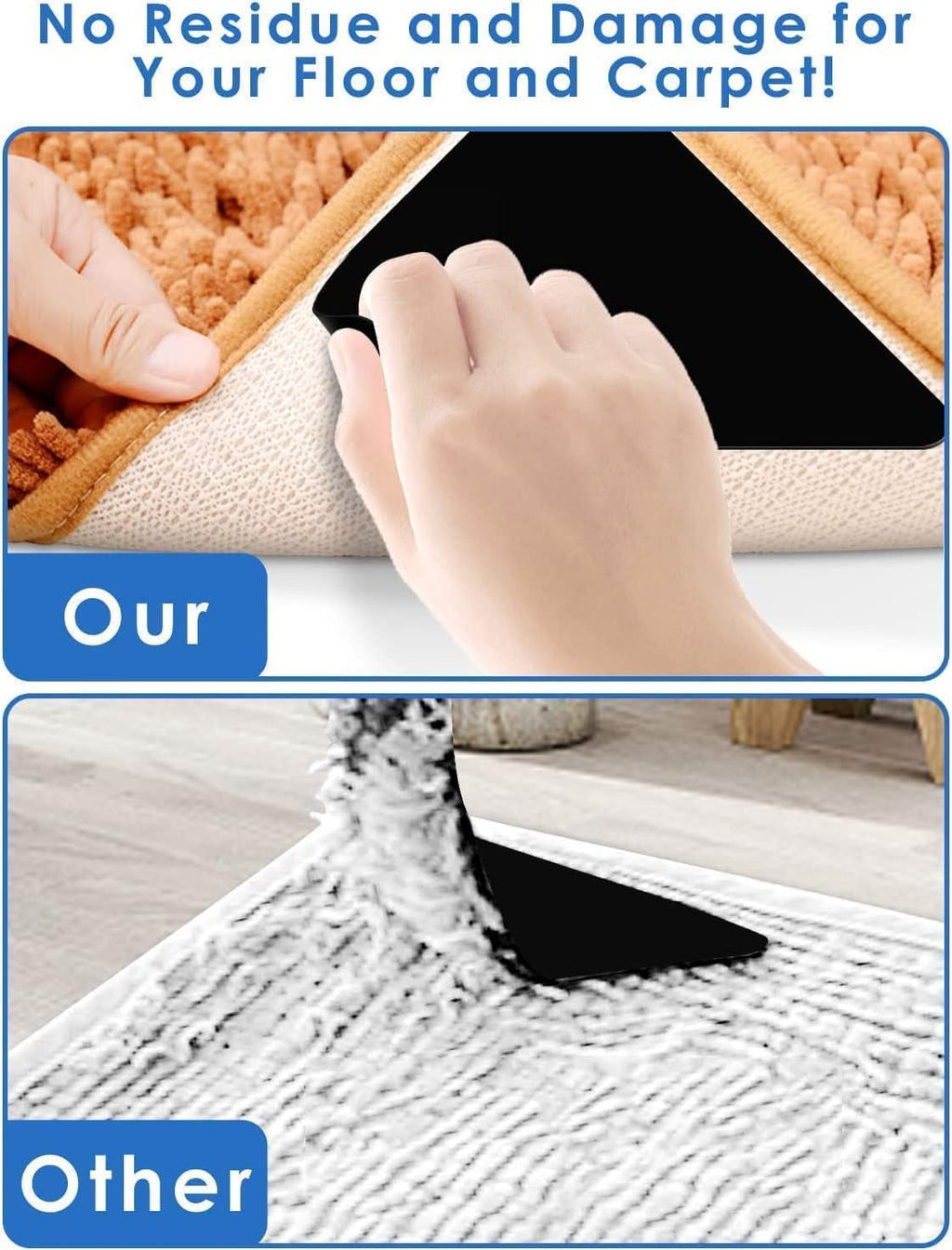 14PCS Rug Pads Grippers，Reusable and Washable Rug Pad Gripper for Area Rugs,Carpet Pads Rug Corner