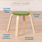 ECR4Kids Bentwood Stackable Stools, 12in Seat Height, Classroom Furniture, Earthtone, 6-Piece