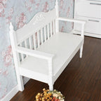 Garden Outdoor and Indoor Benches, 41.9 Inches, Solid Wood Balcony with Backrest Armrests, Pine Leisure Chairs Seat(White)
