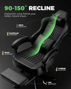 GTPLAYER Gaming Chair, Video Game Chairs with Footrest, PC Gamer Chairs for Adults - Padded High Back Ergonomic Reclining Silla Gamer, Linkage Armrest, Ace Pro, Black Green