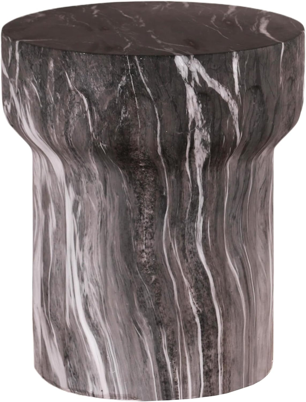 16" Weatherproof Side Table, End Table with Modern Geometry, Accent Table with Faux Terrazzo for Patio and Indoor Spaces, Marble