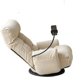 Cozy Gaming Chair Floor Sofa, 360° Swivel Gaming Lounge Chair with Adjustable Backrest & Armrests, Game Chair w/Phone Holder & Side Pocket, Teddy Fluffy Recliner for Bedroom Living Room Dorm (Beige)