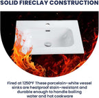 24 Inch Gloss White Ceramic Bathroom Sink - Integrated Basin with 1 Faucet Hole, Modern Design, Easy to Clean, Not Include Faucet & Drain