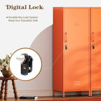 Metal Locker Storage Cabinets 59.06"H Orange Locking File Cabinets Kitchen Food Pantry Cabinet with 2 Doors and Shelves for Dining Room, Living Room,Bathroom Office,Home,Garage, Gym, School